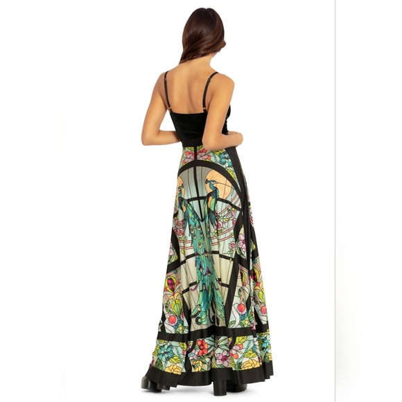 Black Milk Glass Garden Peacock Stained Glass Maxi Skirt XS - Picture 3 of 6
